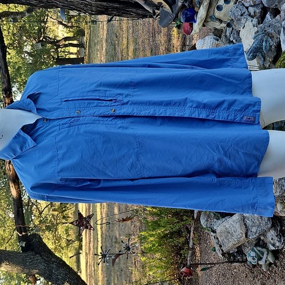 Patagonia M's Long-Sleeved Sun Stretch Shirt Size Large Light Blue - Picture 1 of 12